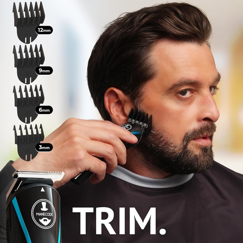 MANECODE ® 11-in-1 Beard & Hair Trimmer for Men – Self-Sharp Blades® USB-C, Waterproof, LED Display Multi-Grooming Kit - Image 5